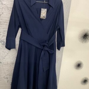 Elegant Navy Wrap Dress